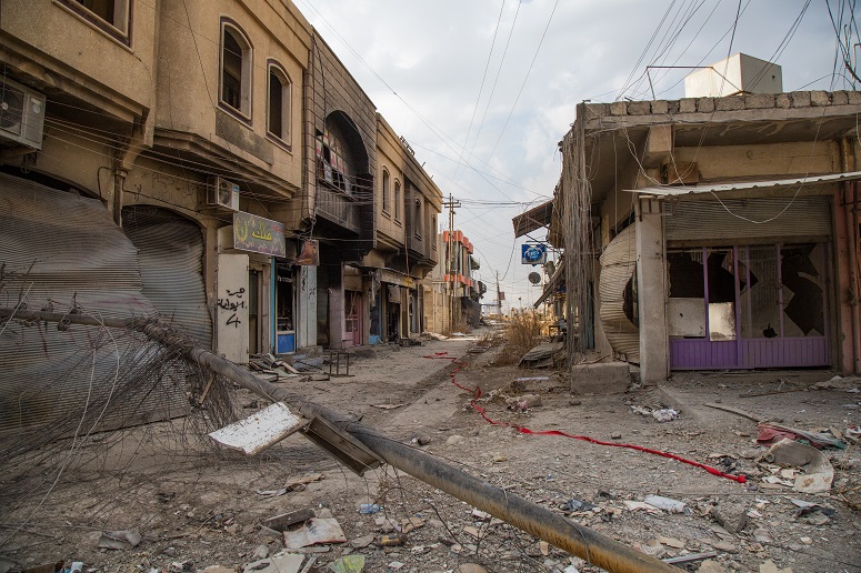 A destroyed market in Bartella after Islamic State was pushed out by Iraqi forces in October 2016. (Photo: World Watch Monitor)