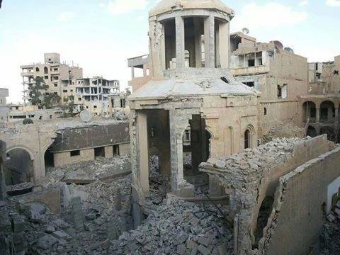 The Church of St. Martyrs in Deir ez-Zor, built between 1989-1999 in remembrance of the victims of the Armenian Genocide and housing many of their remains, was blown up in 2014. (Photo: Armenia's Ministry of Diaspora)