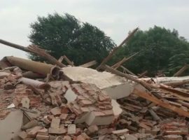 Remainders of the Catholic church in Qianwang, Licheng district, after it was razed to the ground.. (Photo: still from video)
