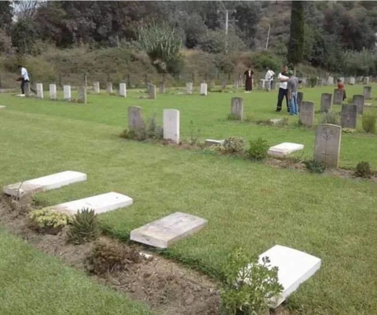 More than 30 graves were desecrated at the La Reunion War Cemetery near Bejaia last week. (Photo: Facebook Services Archaeology and Heritage Association)