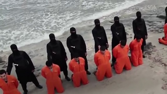 The 21 men were found close to where they were executed on a beach in the coastal city of Sirte. (still from video)