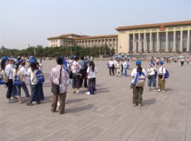 Group of Chinese students on Tiananmen Square, in front of the Great Hall of the People in Beijing. (Photo: World Watch Monitor)